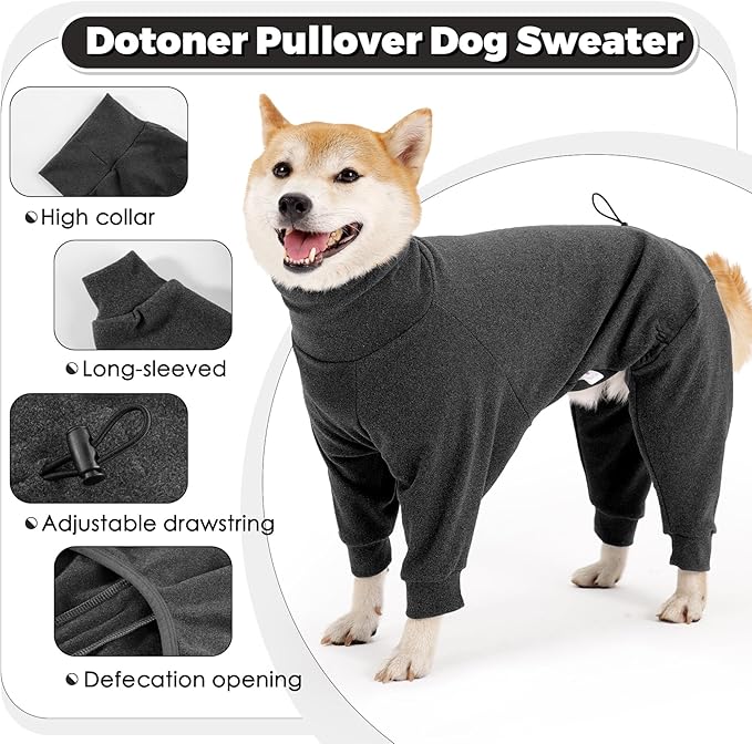 Dotoner Pullover Dog Sweater High Collar with Leash Hole Cold Weather Vest for Dogs Dog Winter Clothes for Indoor and Outdoor Use Long Sleeve Dog Sweatshirt Dog Clothes for Large Dogs