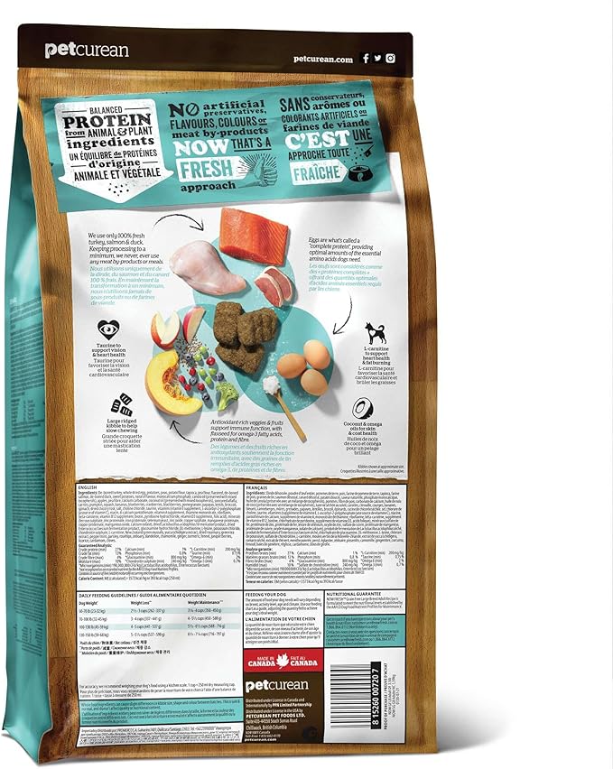 Now Fresh Grain-Free Large Breed Dry Dog Food with Turkey, Salmon & Duck, Premium Kibble for Adults Made with Real Meat & Fish, Chicken-Free, Glucosamine & Chondroitin for Healthy Joints, 12 lb Bag