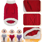 Small Dog Sweaters with Leash Hole Turtleneck Dog Sweaters Knitwear Boys Girls Warm Soft and High Stretch Pet Clothes for Fall Winter，Pet Shirts for Kitten Puppy Red Large