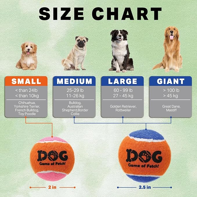 AMA SPORT Squeaky Tennis Balls for Dogs 2.5" Small Medium Dog Tennis Balls for Throwing and Fetching Dog Toys for Training, Exercise, High Bouncing 4 Pack (Orange Yellow)