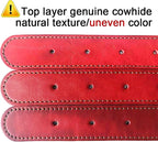 Didog Genuine Leather Dog Collars with Engraved Nameplate, Personalized Soft Leather Dog Collar with Custom ID Tag, Brown/Green/Red for Medium Large Dogs (L,Red)