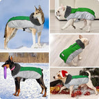 Dog Coat, Waterproof Ripstop Dog Winter Jacket with Leash Hole, Reflective Adjustable Warm Pet Fleece Snow Sweater for Small Medium Large Dogs - Green, XL