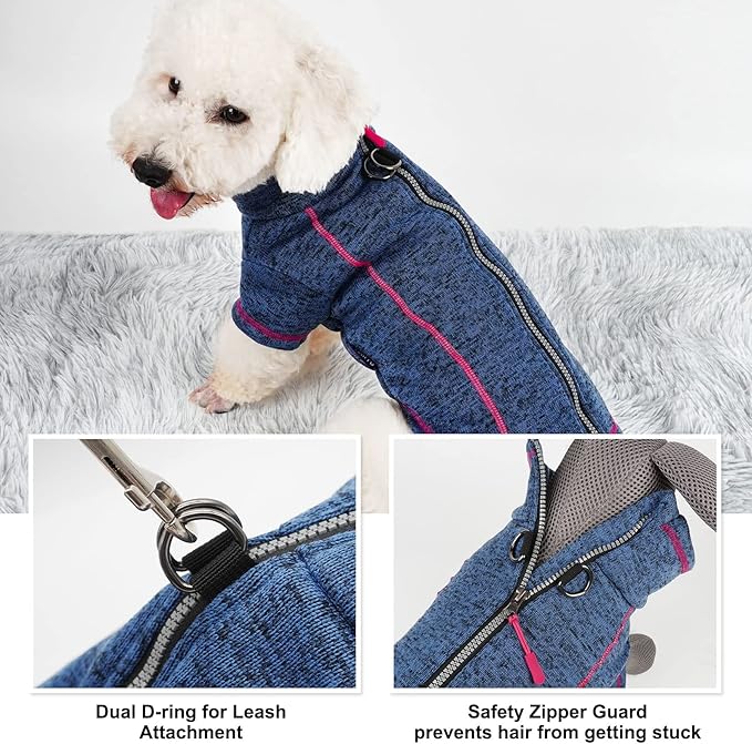 cyeollo Dog Jacket Sweater Reflective Warm Coats Zipper Up Step in Lightweight Fleece Jacket Pet Clothes Dog Jackets for Medium to Large Dogs