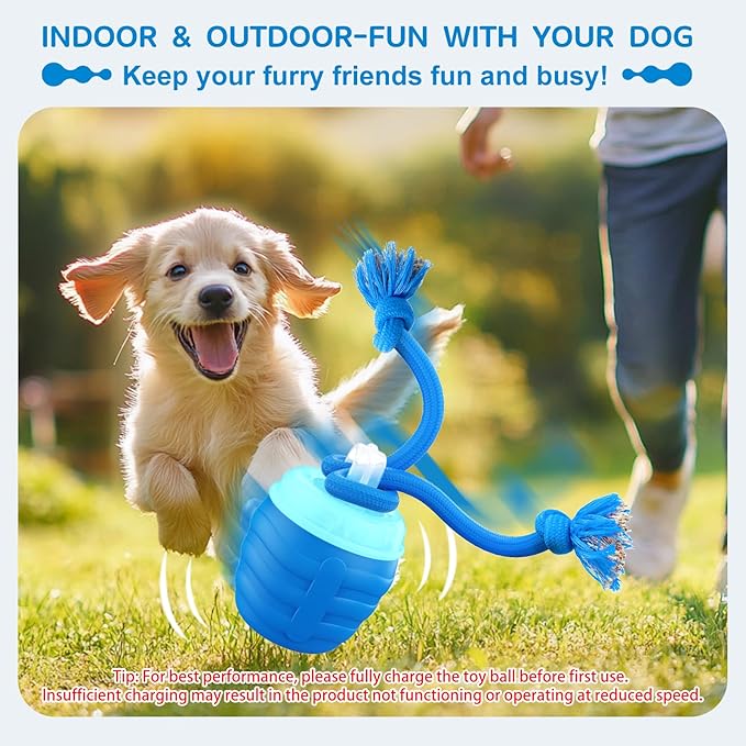 Interactive Dog Toys, [2025 Newly Upgraded] Interactive Dog Ball for Medium/Large Dogs, Automatic Moving Dogs Toy Wicked Ball for Boredom & Training, Play Music, USB Rechargeable(Blue)