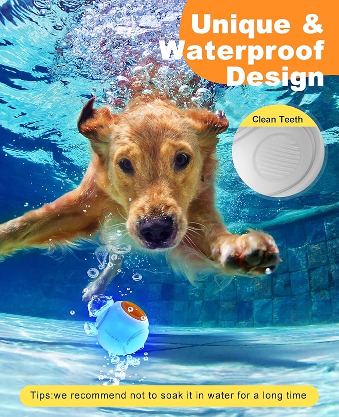 LED Dog Ball Rechargeable, Light Up Dog Ball Toys, Bounce-Activated Durable Fetch Ball, Natural Rubber, Unique Scent, 2.5 inches, for Small & Medium Dogs (Orange)