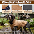 Outdoor Classic Quilted Upgraded Dog Winter Coat, Waterproof & Lightweight Coats for Large Dogs, 2-Layer Warmth Jacket with Reflective Strip Leash hole, Active Fit Pet Clothes for Girls Boys(Khaki,XL)