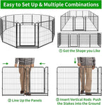 Dog Playpen Outdoor Extra Wide 12 Piece Panels Heavy Duty Anti-Rust Coating-Strengthened Dog Fence 40" Height with Doors Portable for RV Camping Yard, Total 32FT, 79 Sq.ft, Snowy Black