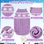 Warm Winter Dog Sweater - Cold Weather Pet Clothes for Small Medium Large Dogs Indoor Outdoor, Soft Classic Knit Puppy Apparel, Purple, S