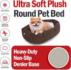 Majestic Pet 24 Inch Suede Calming Dog Bed Washable 24x19x7 (Inch) – Cozy Soft Round Donut Dog Bed with Spine Support for Dogs to Rest Their Head - Pet Bed Small – Chocolate (2025)