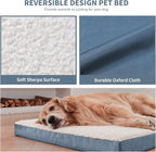 Orthopedic Dog Crate Bed for Extra Large Dogs, XXL Waterproof Comfort Pet Bed with Egg Crate Foam 47x29 Inch, Removable Oxford Cooling Cover, Blue White