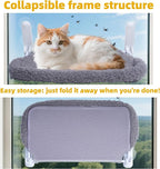 YUNIQUE Cat Window Perch with Cushion Rim, Upturned Edge Bracket, Portable Wall Hammock for Indoor Cat, Grey