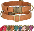 Didog Soft PU Leather Dog Collar, Stylish Quick Released Dog Collars for Large Dogs, Easy Clean Adjustable Pet Collar for Daily Walking, Light Brown, XL Fit 17-27" Neck