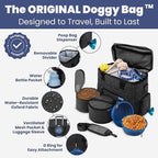 The Original Doggy Bag™ - Complete Dog Travel Bag for Supplies with 2 BPA-Free Travel Dog Bowls & 2 Pet Food Containers - Traveling Kit for Road Trip, Camping, Weekend Away or Doggy Gift - Charcoal