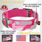 ADITYNA Heavy Duty Dog Collar for Extra-Large Dogs - Camo Pink Collar with Handle for Training, and Walking - Wide, Tactical, Soft Neoprene Padded