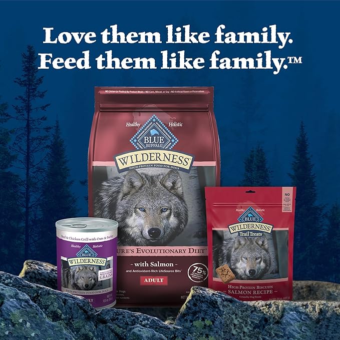 Blue Buffalo Wilderness High Protein Natural Adult Dry Dog Food plus Wholesome Grains, Salmon 13 lb bag