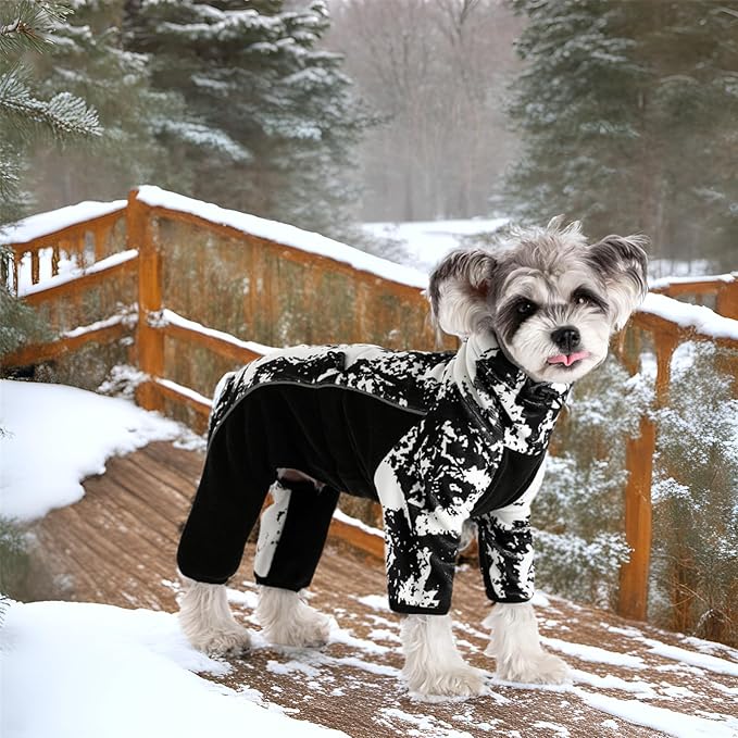 Fleece Dog Coat for Small Medium Dog,Pullover Pajamas Jumpsuit Bodysuit Puppy Coats with Legs, Pet Windproof Warm Cold Weather Jacket Full Body Vest Cozy Snowsuit Outfit Clothes (White, XS)