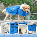 Dog Raincoat Waterproof, Adjustable Reflective Hooded Dog Rain Poncho with Leash Hole for Small Medium Large Dogs (Blue, X-Small)