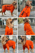 Dogs Waterproof Jacket, Lightweight Waterproof Jacket Reflective Safety Dog Raincoat Windproof Snow-Proof Dog Vest for Small Medium Large Dogs Orange XXXL