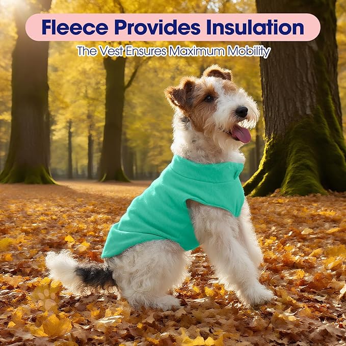 FUAMEY Dog Fleece Vest for Medium Dogs,Warm Stretchy Dog Sweatshirts Pullover with Leash Hole Dogs Sweater Soft Pet Turtleneck Cozy Pet Vest Lightweight Sleeveless Cyan M