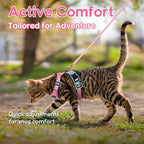 Dooradar Cat Harness and Leash Set, Escape Proof Safe Adjustable Kitten Vest Harnesses for Walking, Easy Control Soft Breathable Mesh Jacket with Reflective Strips for Cats, Pink, M