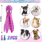 Alphatool Squeaky Dog Toys - 2pcs Soft Plush Chew Crinkle Puppy Toys to Keep Them Busy, Octopus No Stuffing Interactive Essentials for Teething Small Medium Pets Dogs Gifts