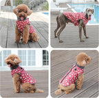 Warm Fleece Dog Coats with Durable Harness Buitl in D-Ring,Waterproof Puppy Jacket for Small Dogs,Dog Vest for Cold Winter,Red,Snow Pattern S