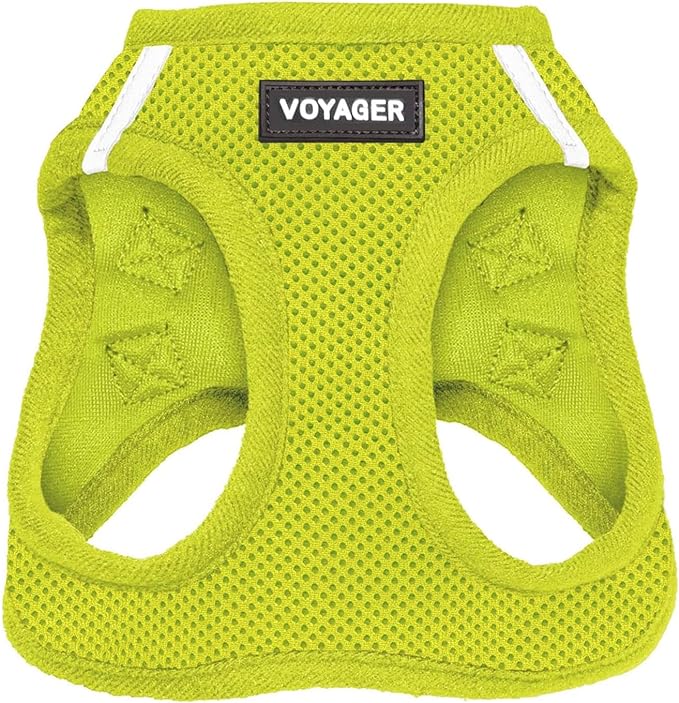 Best Pet Supplies Voyager Step-in Air Harness - All Weather Mesh, Reflective, No Pull Harness for Dogs, Cats - Secure with Hook & Loop Fastener, Buckle, Double D-Rings - Lime Green, XS