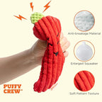 Squeaky Dog Plush Toy, Bite_Stick Collection, 8'', for Small and Medium Dogs (Red Chili)