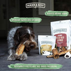 Hank & Roy All-Natural, Single-Ingredient 8-10” Beef Rib Bones for Dogs, Long Lasting, Engaging Dog Bones, Individually Wrapped for Odor Control and Freshness