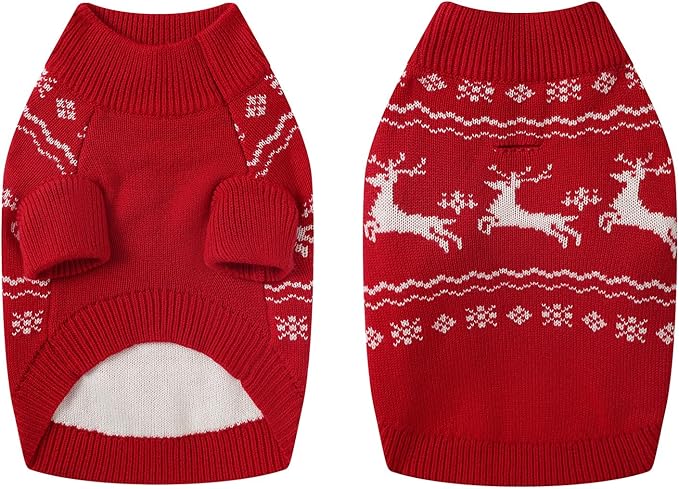 Christmas Dog Sweaters for Small Medium Large Dogs Classic Turtleneck Holiday Xmas Pet Clothes Cozy Stretchy Sweater for Chihuahua, Bulldog, Dachshund, Pug X-Large