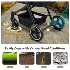 Foldable Dog Stroller, 3 in 1 Pet Stroller for Small Medium Dog Cat up to 50lbs, Detachble Portable Pet Bag, Storage Basket and One-Button Folding Frame