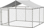 Outdoor Dog Enclosure Heavy Duty Dog Kennel House Mesh Outside Galvanized Chain Link Dog Run with Roof,Dog Cage Large Dogs Dog Pen Pet Kennel W/Waterproof Anti-UV Cover&Secure Lock for Large Dog