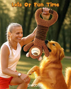 Swooflia Tug of War Dog Toy-Squeaky Plush Tug a War Dog Toy for Medium Large Breed Dogs to Keep Them Busy, Interactive Crinkle Doggie Toy, Cute Bear with Soft Long Pull Handle