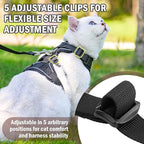PUPTECK Cat Harness and Leash Set Escape Proof for Walking, Breathable Mash Vest Adjustable Harness for Cats Puppy Small Animals, Reflective at Night, Black Small