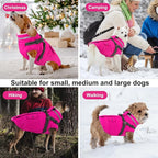 Dogcheer Dog Coat with Harness, Waterproof Warm Dog Winter Jacket with Pockets, Reflective Pet Fleece Jacket Turtleneck Snowsuit for Small Medium Large Dogs - Pink, S