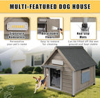 Small Dog House Indoor, Wooden Outdoor Dog House with Waterproof Roof, Chew-Proof Iron Frame, Doghouse Kennel Puppy Shelter for Small Medium Dogs, 26''x34.6''x32''