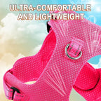 Dog Harness Step in Dog Vest Harness, Reflective Adjustable Puppy No Pull Harness Breathable Soft for Small and Medium Dogs Cats, Pink, XXS