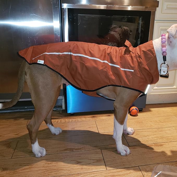 Mile High Life Dog Raincoat, Adjustable Waterproof Reflective Rain Jacket for Small Medium Large Dogs, Lightweight Breathable Pet Rain Coat with Leash Hole(Brown,XS Chest 17-23")