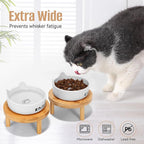 3PCS Elevated Cat Bowls,Wide Raised Ceramic Pet Dishes with Bamboo Stand, Whisker Friendly Pet Water or Food Plates Feeding Station for Indoor Small Dogs, Kitten (Black(2PCS))