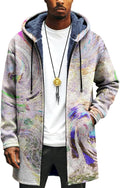 LIZALIG Long Hooded Cardigan Men Japanese Art Style Fashion Cool Graphic Coats Winter Warm Lined Fleece Jacket