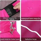 Mile High Life Dog Raincoat, Adjustable Waterproof Pet Rain Jacket, Reflective Hooded Poncho for Small Medium Large Dogs, Lightweight Breathable Pet Rain Coat (Hot Pink,XS Chest 15"-18")
