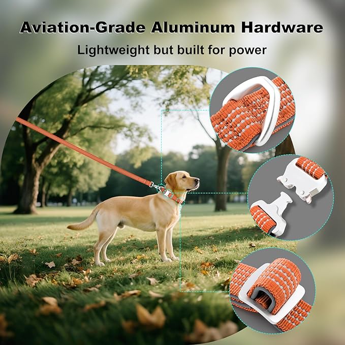Plutus Pet Reflective Dog Collar with Aviation Aluminum Buckle, Neoprene Padded for Comfort, Lightweight, Heavy Duty Nylon Collar for Puppy Small Medium Large Dogs (Orange, XL)