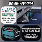Pet Carrier with Wheels | United Delta American Frontier Airline Approved | Two Expandable Sides, Storage Pockets Adjustable Leash | Rolling Dog and Cat Carrier TSA Compliant (Blue 17x11x11)