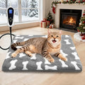 Bestio Cat Heating Pad 18×18 in Pet Heating Pad, Smart Thermostat Switch Adjustable from 1-24 Hours Normally Open Function,Gifted Soft Plush Cotton Cover - Gray