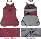 HEYWEAN Dog Winter Coat - Waterproof Windproof Reflective Vest for Medium & Large Breeds Adjustable Warm FleeceLined Jacket with Magic Tape & D-Ring for Leash Cold Weather Apparel (Red, XXX-Large)