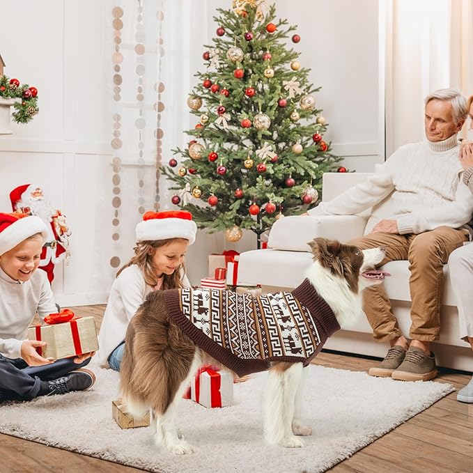 SCENEREAL Turtleneck Dog Sweater for Small Medium Large Dogs Girls Boys, Knit Pet Pullover Puppy Clothes Cold Weather Coats, Holiday Outfits Sweatshirt for Christmas, Khaki S