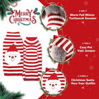PETCARE Santa Dog Sweater Christmas Funny Cute Red Striped Cat Sweater Vest Pet Holiday Dog Clothes Puppy Sweaters for Small Medium Large Dogs Cats Fall Winter Outfits Xmas Dogs Costume,XX-Small