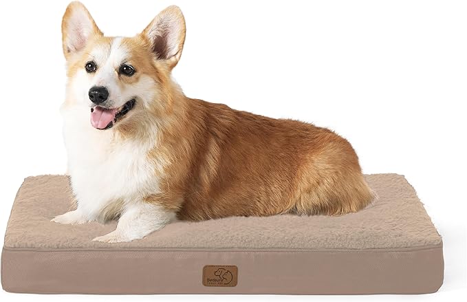 Bedsure Large Dog Bed for Crate - Comfy Flat Pet Beds with Removable Washable Cover, Orthopedic Egg Crate Foam Crate Mat, Suitable for Pet Up to 50 lbs