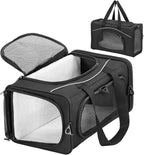Petsfit Airline Approved Pet Carrier for Small Cats, 15x8x10 TSA Approved Carrier, with Removable Dual-Sided Padding (2-Way Placement) - Fits Under Most Airplane Seats, Escape Proof (Black)