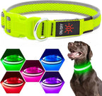LED Dog Collar, Light Up Dog Collar USB Rechargeable, Brightest Dog Lights for Night Walking, Adjustable Dog Collar Light for Dog Safety(Medium, Neon Green)